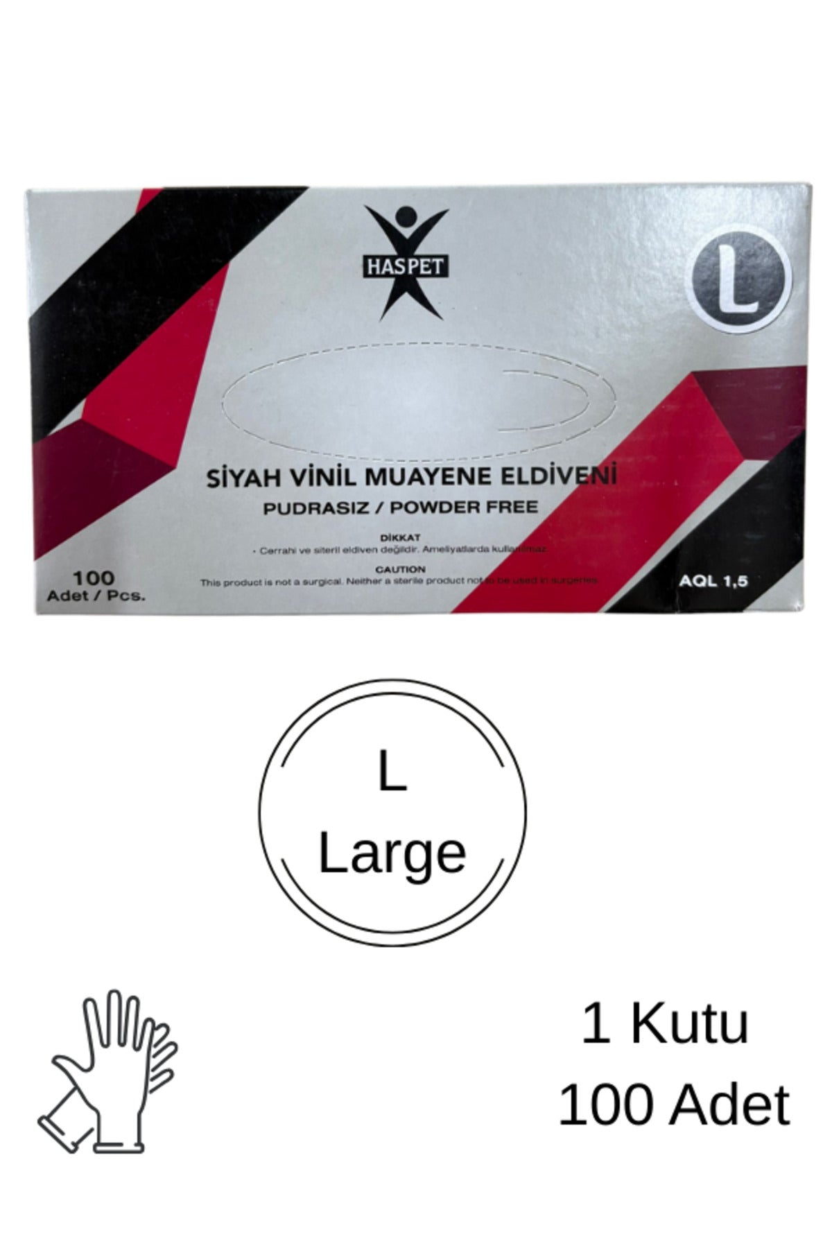 Siyah Vinil Eldiven L Beden